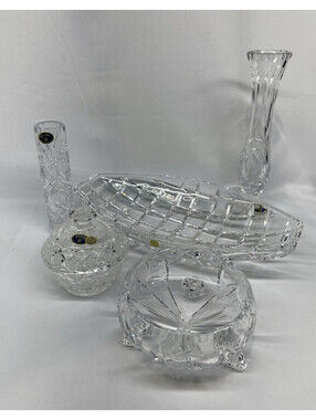Bohemia Czech 24% Lead Crystal 5 Piece Set Heavy Reflective